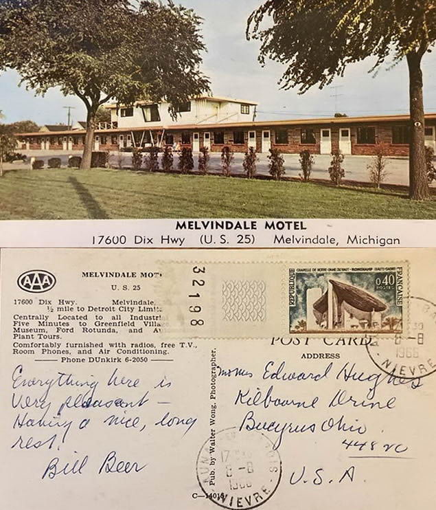 Melvindale Motel - Old Postcard